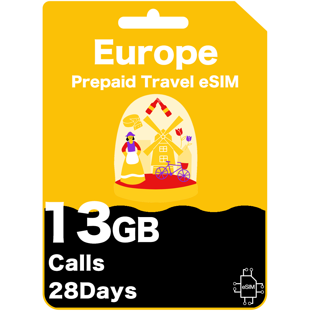 Carte SIM Prépayée TravSIM Europe 12 Go Données 4G/5G - 20 Pays Dont UK & Suisse - Valable 30 Jours
