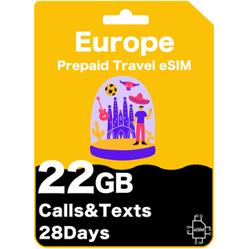 Europe Prepaid Travel eSIM Card - Orange