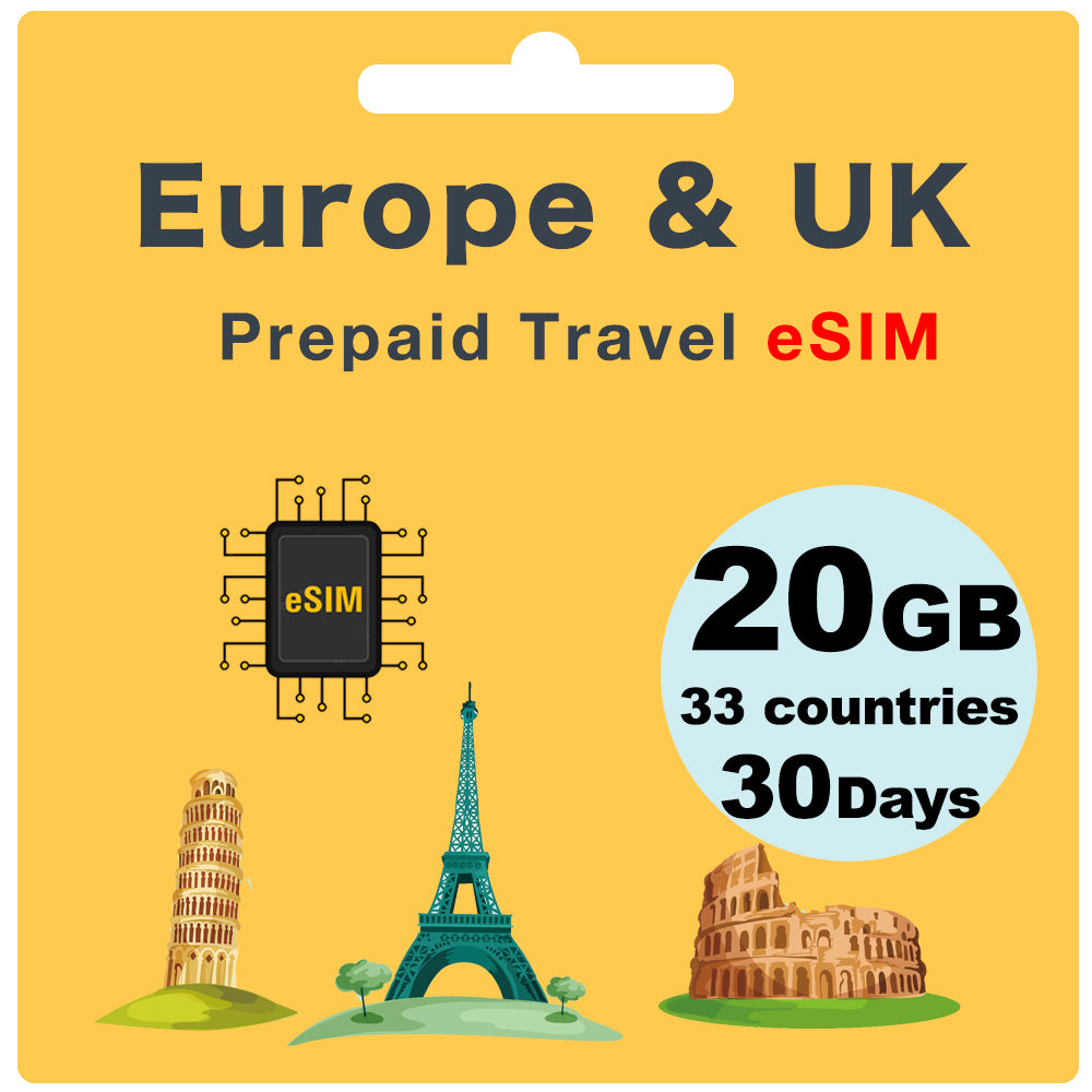 Europe prepaid travel eSIM card