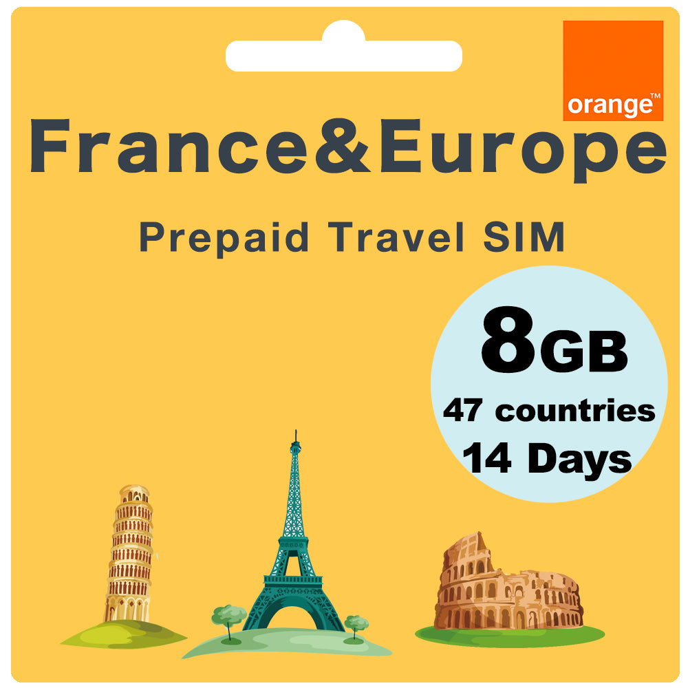 France Orange Holiday Europe 20/8GB 14Days Travel SIM Card - G-Starlink