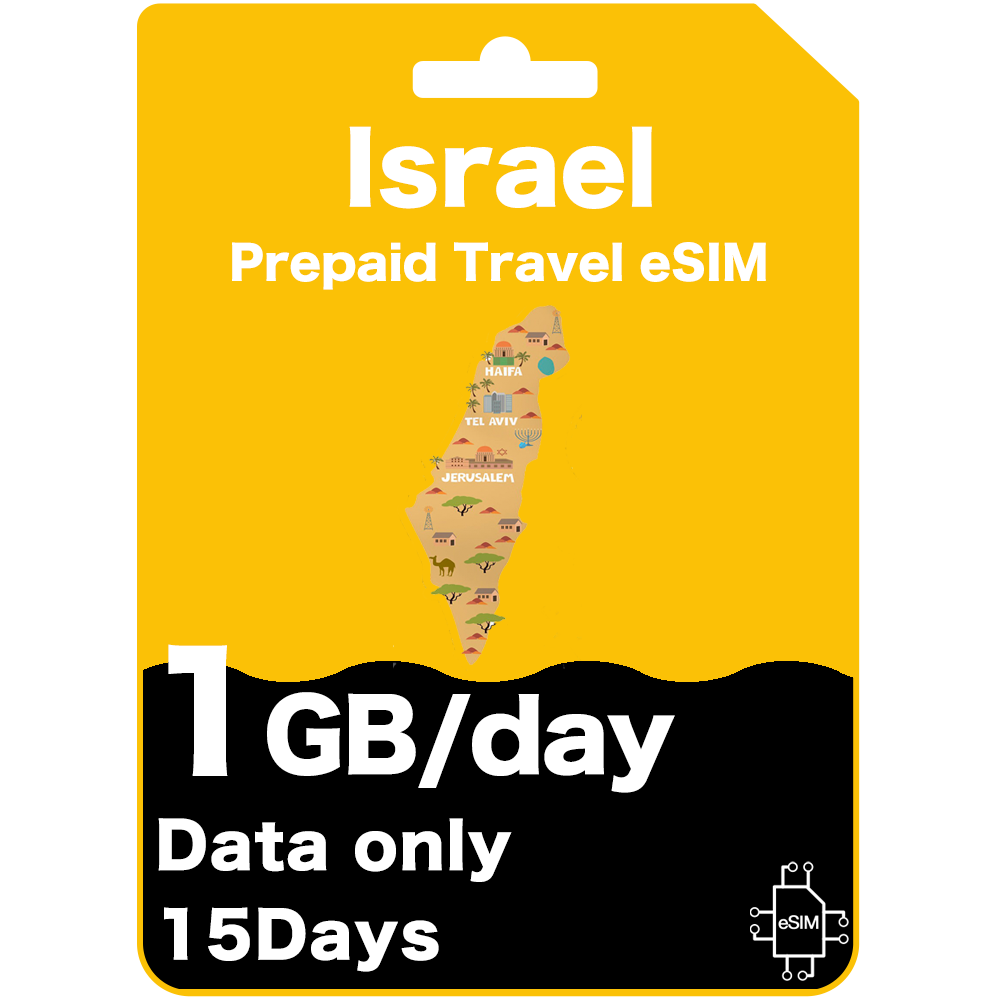 Prepaid-Reise-eSIM-Karte für Israel – Hot Mobile (nur Daten)