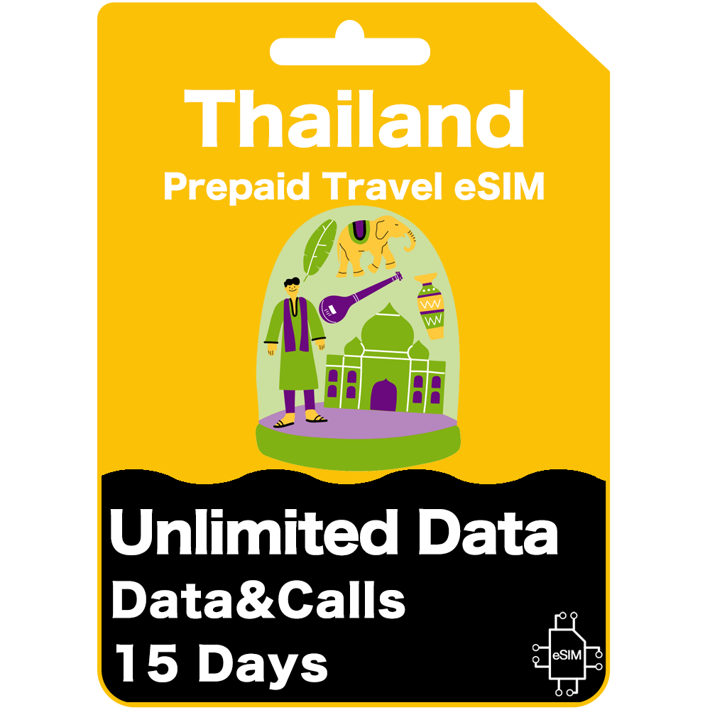 Happy 5G ESim Thailand 15Days Unlimited Data Travel ESim | 8GB Of 5G High-Speed Data Then 256kbps | Support IPhone & Android Devices | Easy Activation | No Need Registration