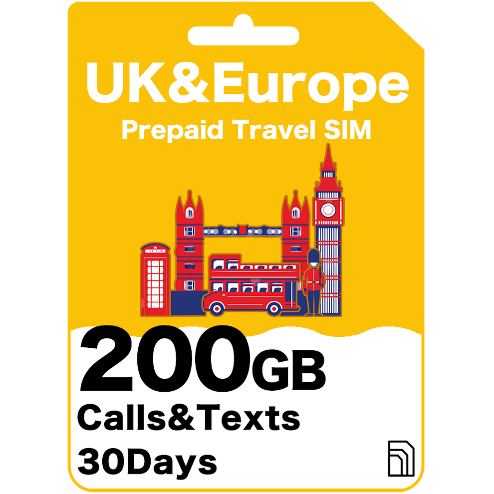 UK & Europe Travel SIM Card - 12GB Data | From $26.50 | Three UK