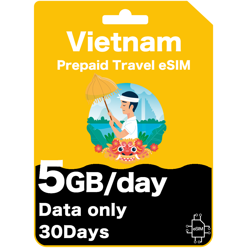 Vietnam Prepaid-Reise-eSIM-Karte, 5 GB pro Tag, 15 Tage – Viettel (nur Daten)