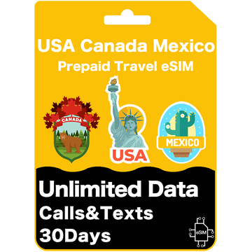  Tarjeta eSIM de Viaje Prepagada EE. UU., Canadá y México - AT&T