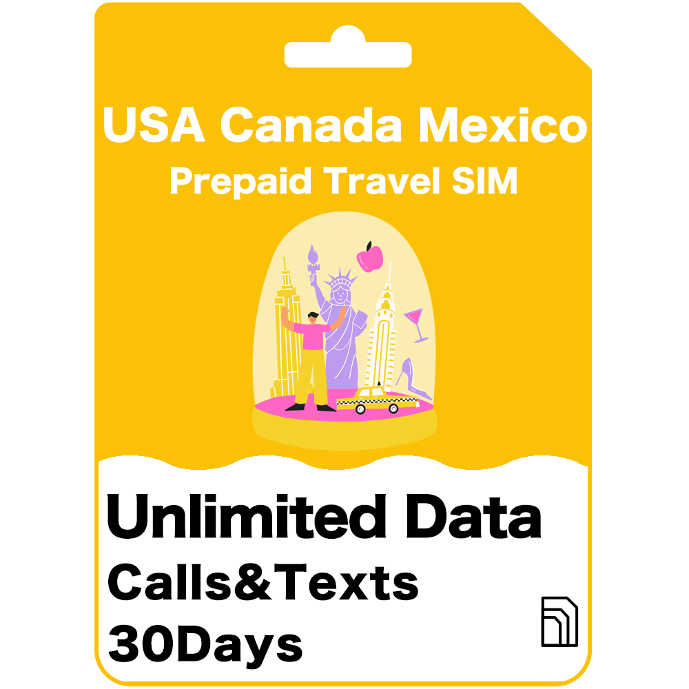 USA, Kanada &amp; Mexiko Prepaid-Reise-SIM-Karte Unbegrenztes Datenvolumen 30 Tage - AT&amp;T