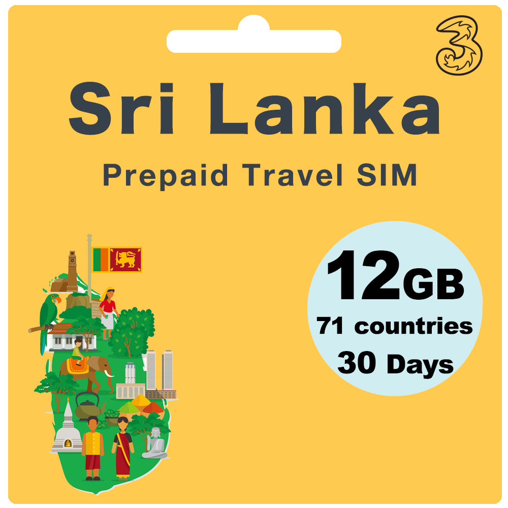 Sri Lanka Prepaid Travel SIM card - 12GB 